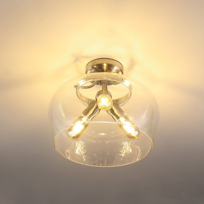 GetLedel 3-Light Glass Dome Semi Flush Mount