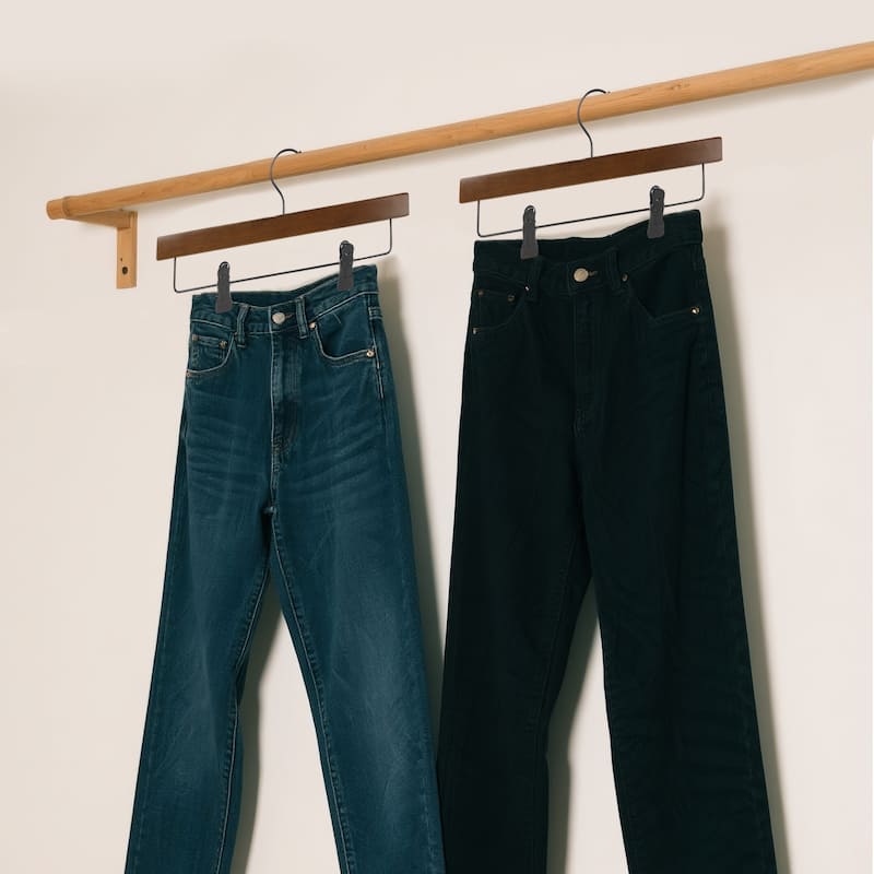 BP4U Premium Wooden Pants Hangers with Adjustable Clips, Solid Wood Skirt Hangers for Jeans, Slacks, Dresses