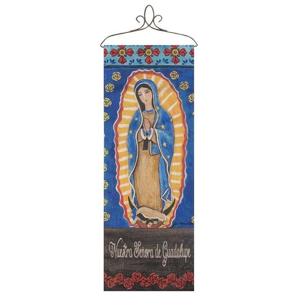 36.5" Yellow and Blue Our Lady Spanish Printed Rectangular Wall Panel - N/A