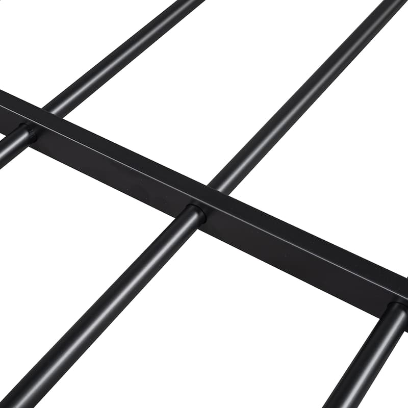 Roomfitters Twin Size Metal Platform Bed with House-Shaped Headboard Design