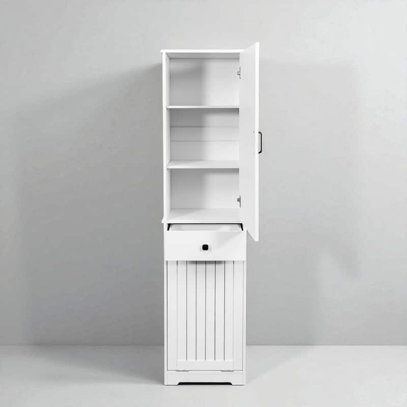 70.87" Laundry Cabinet with Storage Cabinet and Drawer, White with Removable Cloth Bags