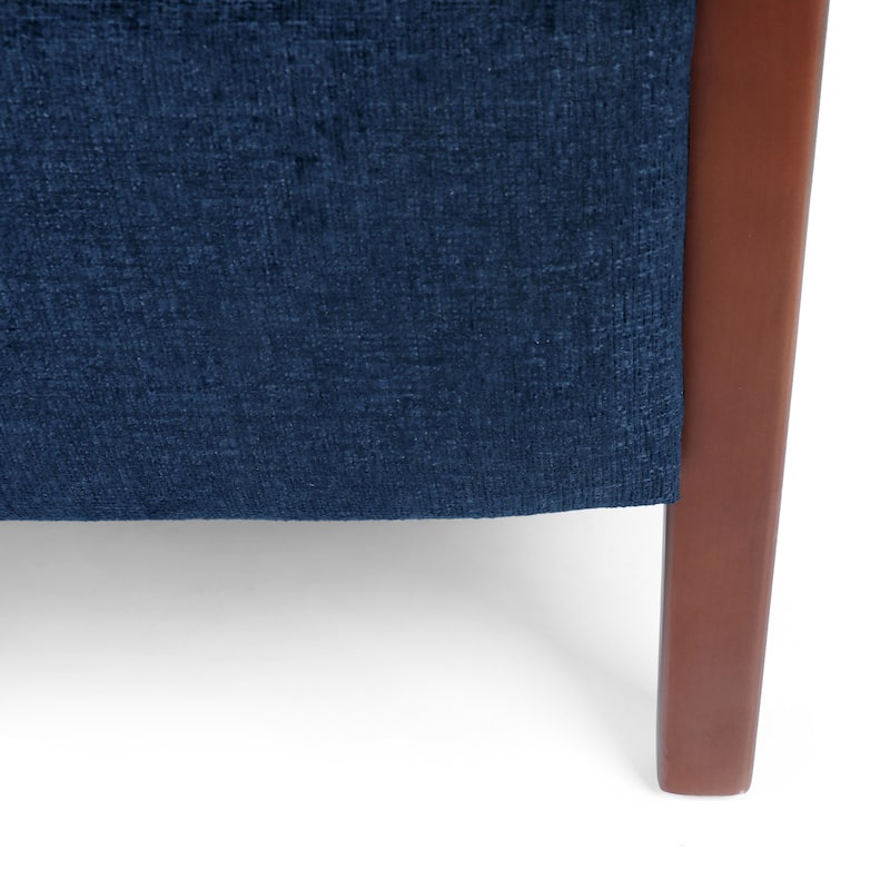 Roomfitters Mid Century Modern Fabric Channel Stitch Wood Pushback Recliner, Elegant Recliner for Living Room