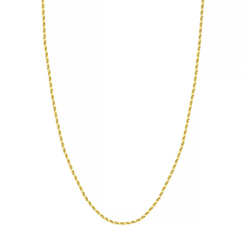 Curata 10k Yellow Gold 2.15mm Diamond Cut Rope Chain Necklace (Lobster)