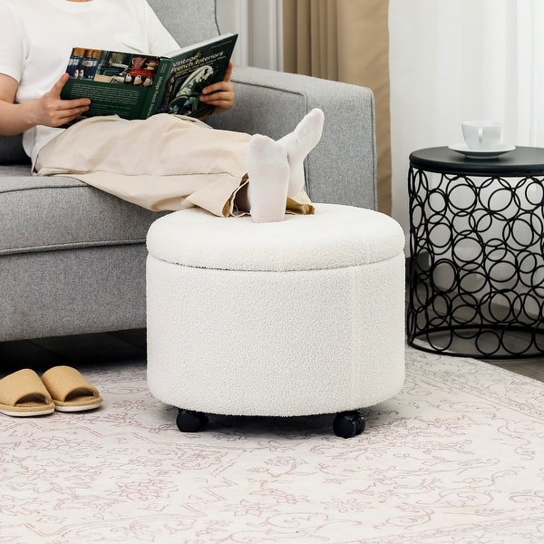 Tabouret Ottoman Rose Avec Rangement - 40x33x40 Cm - Assise Rembourrée, Pieds Noirs - Déco Et Pratique