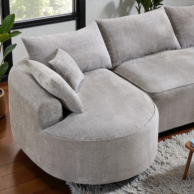 124.5 Inch Oversized Cloud Sofa, Modern Boneless Chenille Couch with Pillows, No Assembly Sofa for Living Room