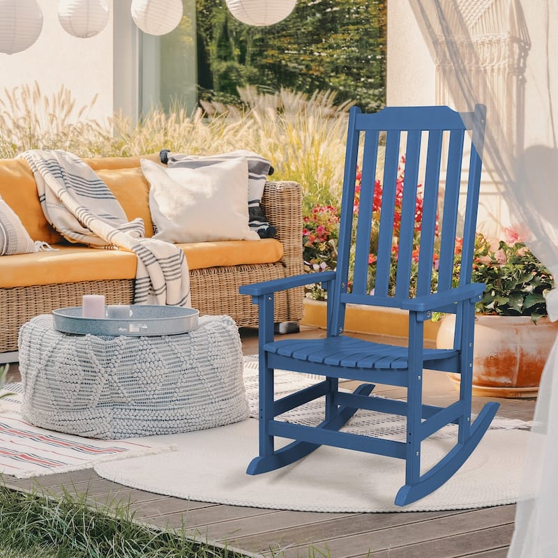 Vrakae Patio All Weather Resistant High Back Rocking Chair