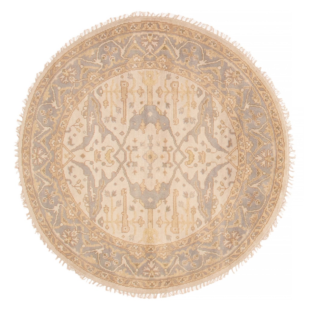 ECARPETGALLERY Hand-knotted Royal Oushak Ivory Wool Rug - 5'10 x 5'10