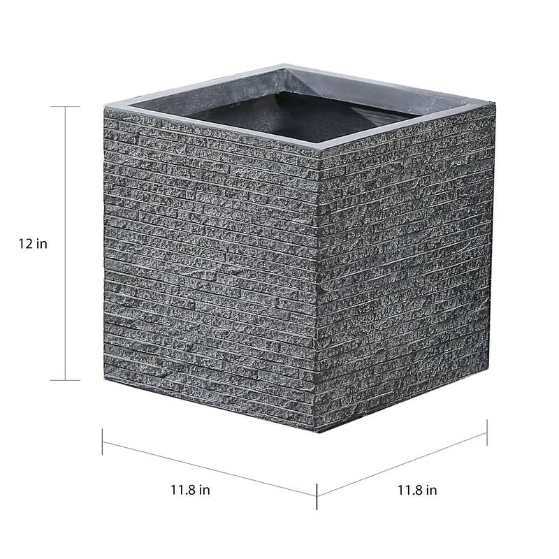 Square Grey MgO Planter, Indoor and Outdoor - Medium