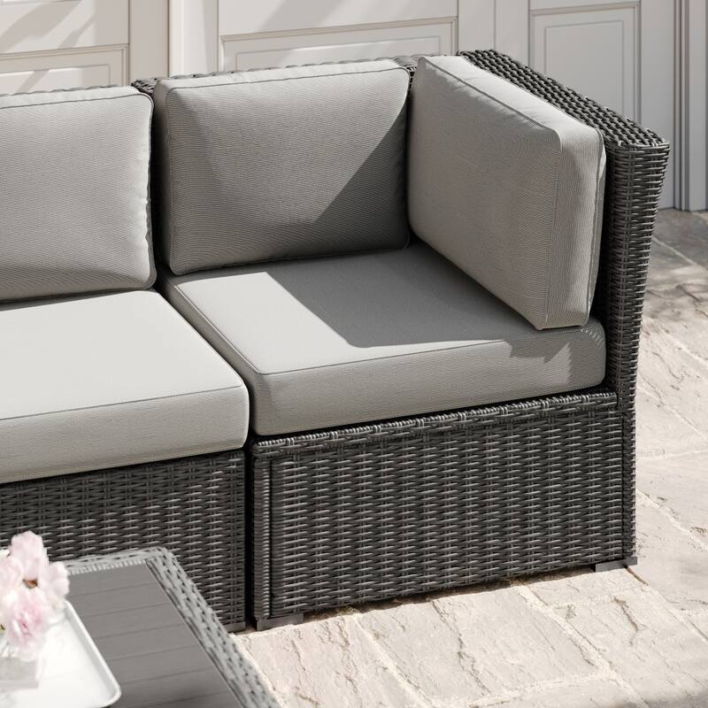 Martha Stewart Outdoor Modular Rattan Wicker Patio Sectional Sofa Corner Seat - 32"W x 32"D x 30"H