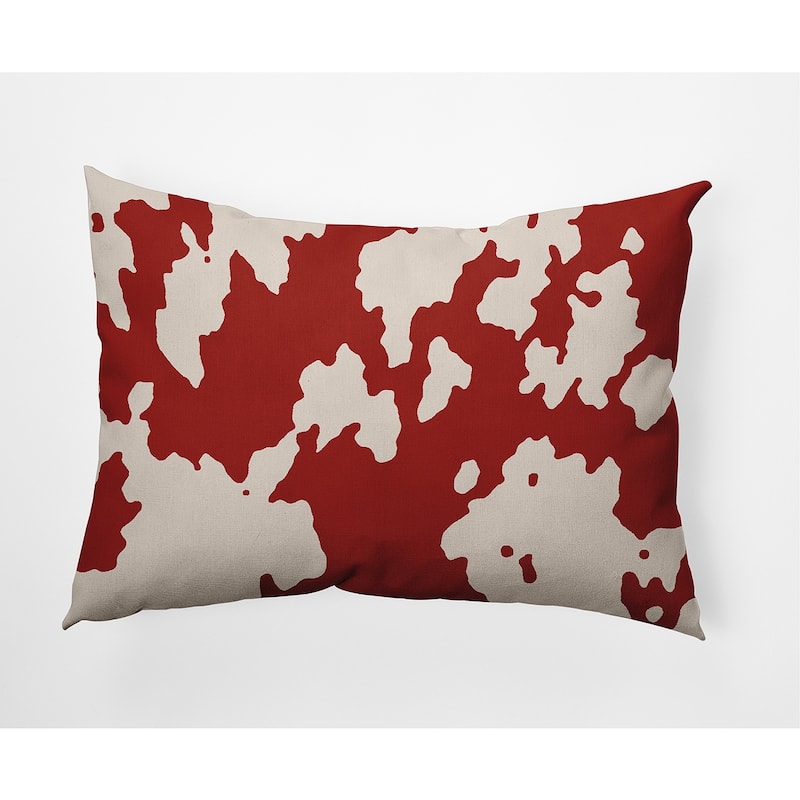 Moo Print Indoor/Outdoor Throw Pillow - 14" x 20" - Maple Red