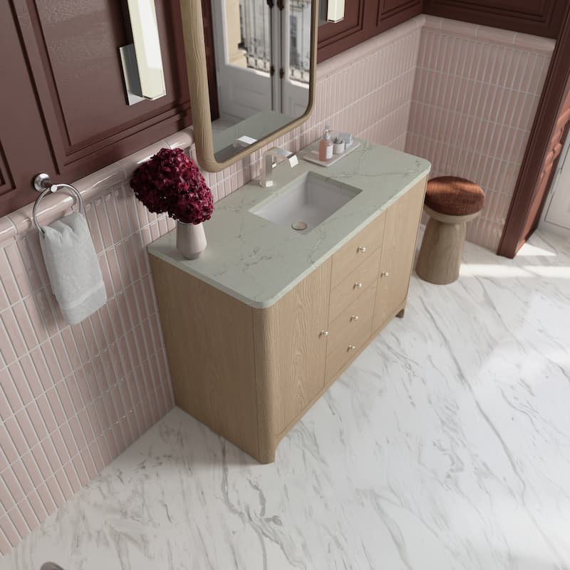 Gracyn 48" S Vanity, Driftwood, w/FreePower Wireless Charger