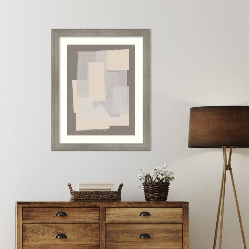 Textured Layers by THE MIUUS STUDIO Wood Framed Wall Art Print - Grand Greywash Narrow