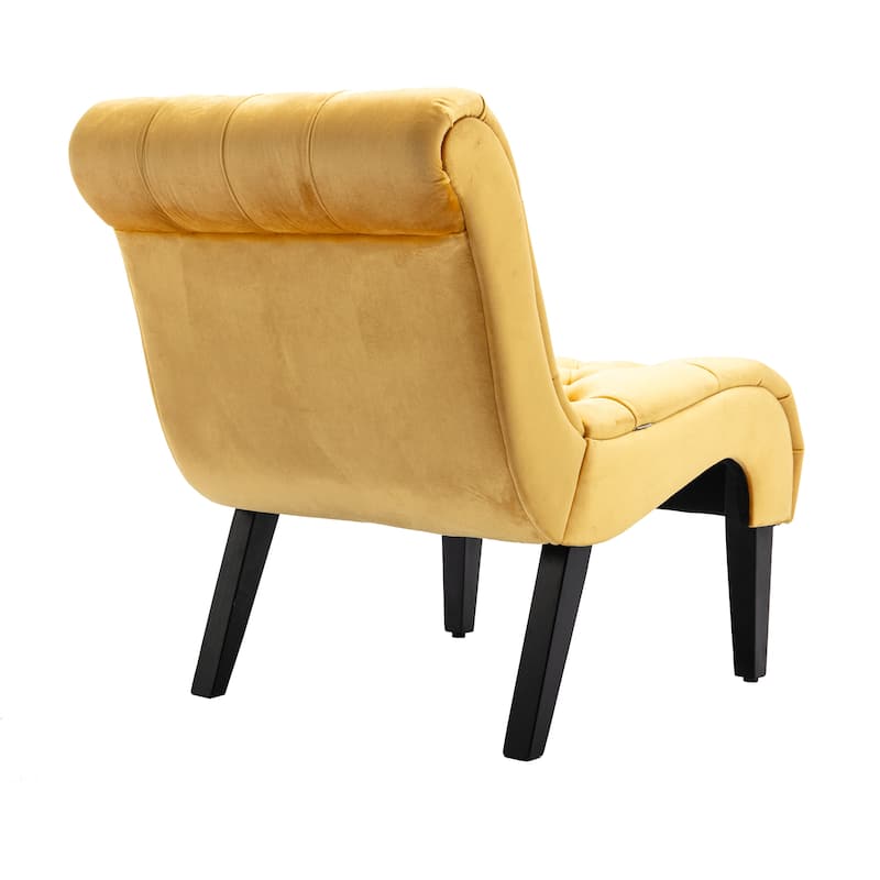 Velvet Upholstered Leisure Chair For Living Room With Wood Legs