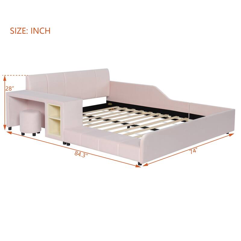 Queen Size Anti-collision Mother & Child Bed Sleigh Bed Platform Frame