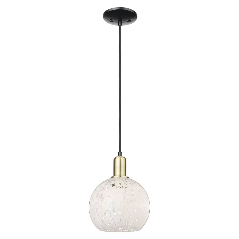 Innovations Lighting Endless Possibilities Arcadia - White Mouchette - 1 Light 8" Cord Hung Mini Pendant - Black Antique Brass