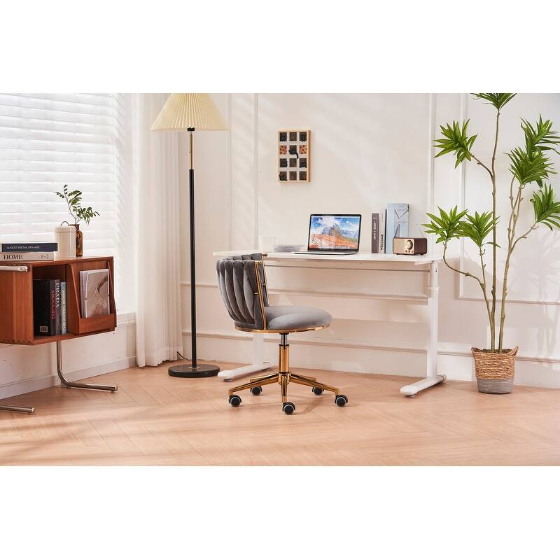 Modern/Luxury Upholstered Adjustable Swivel Office Chair with Wheels