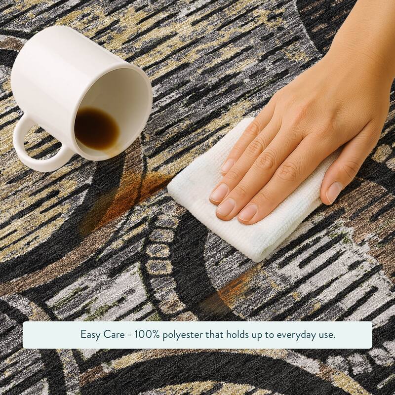 Machine Washable Indoor/ Outdoor Modern Grover Chantille Rug