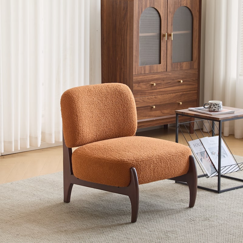 Modern Boucle Lounge Chair - Orange