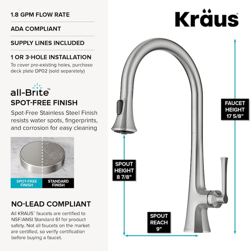 KRAUS Savan 2-Function Single Handle Pull Down Kitchen Faucet