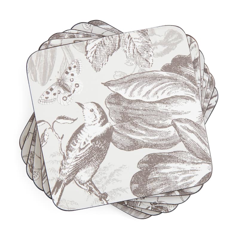 Pimpernel Set of 6 Vintage Garden Coasters - 4 Inches Sq. - 4 Inches Sq.