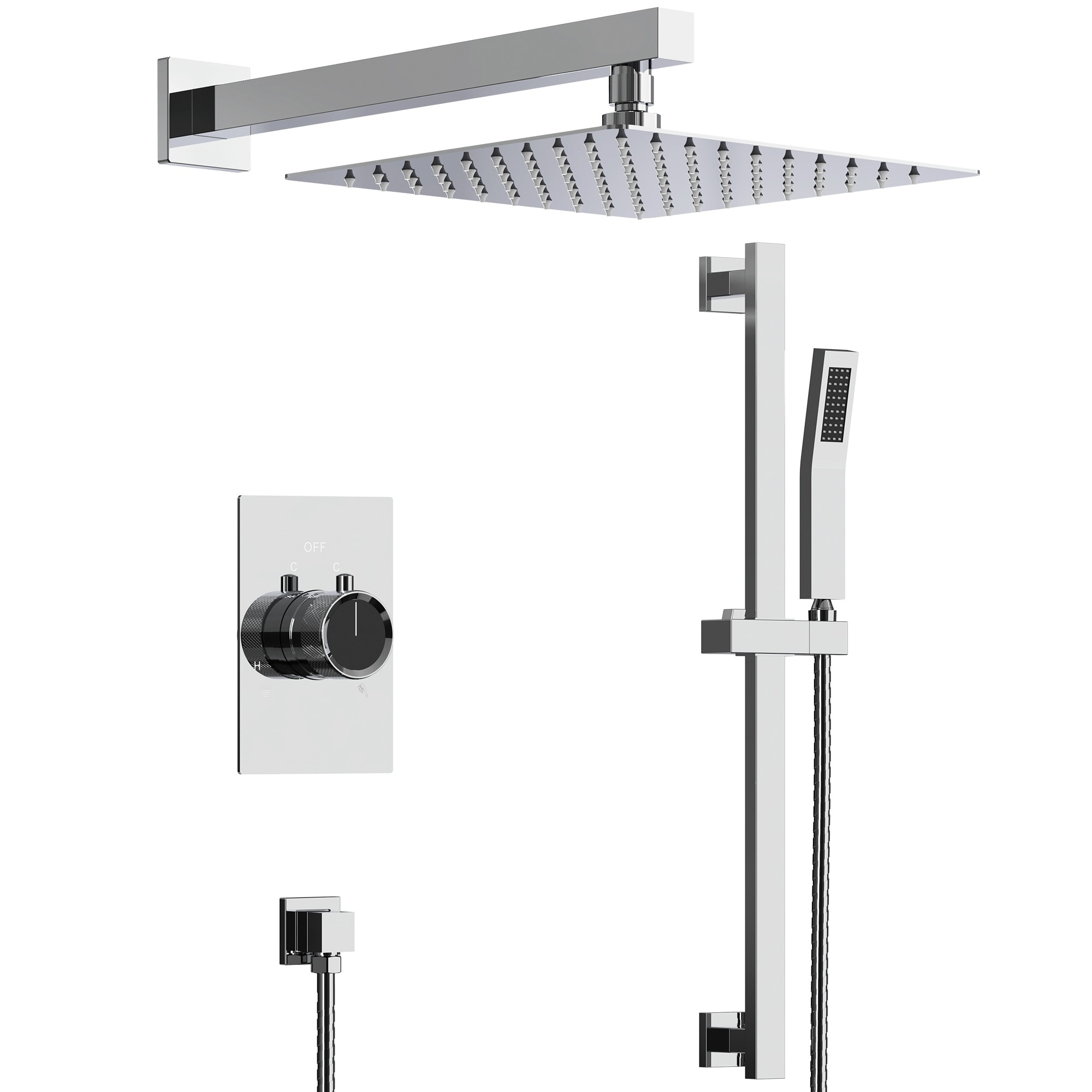 Slide Bar High-Pressure Balancing Shower System 10" Rainfall Shower Head with Handheld Shower