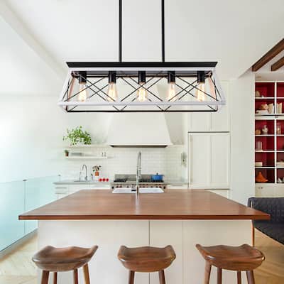 Farmhouse Chandeliers With 5 Bulbs For Dining Room