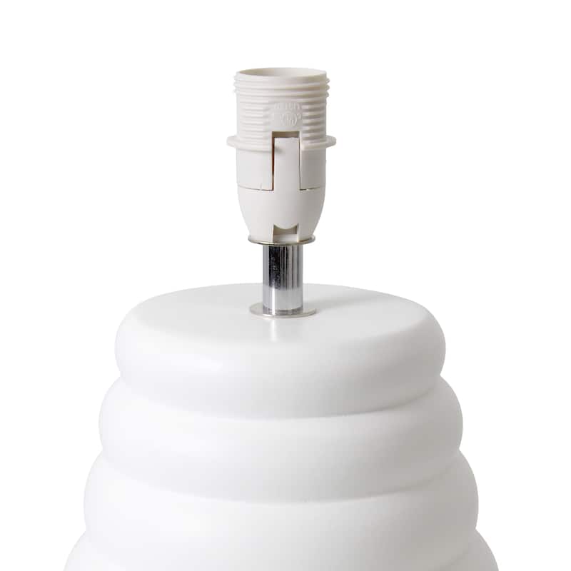 Stacked Ceramic Mini Table Lamp with Fabric Drum Shade Modern Sculptural Accent Lighting Compact Design