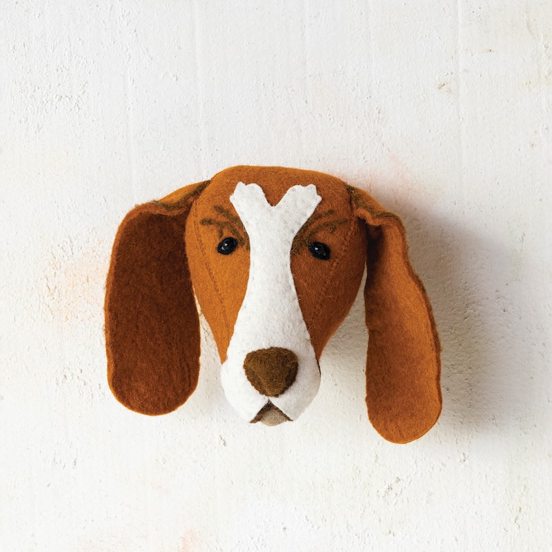 Handmade Wool Felt Head Wall Hanging - Dog
