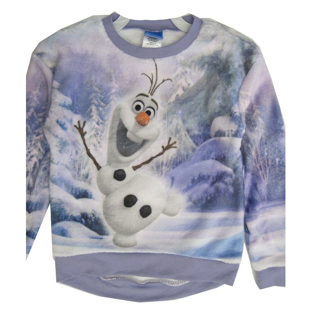 Girls 4T Disney FROZEN OLAF T-SHIRT Red World Long Sleeve Snowman Snow Much Fun