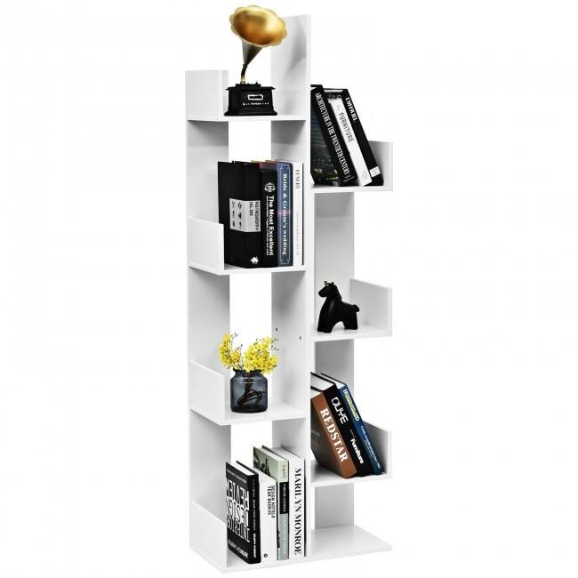 8-Tier Bookshelf Bookcase with 8 Open Compartments Space-Saving Storage Rack - 20"L x 10"W x 57"H