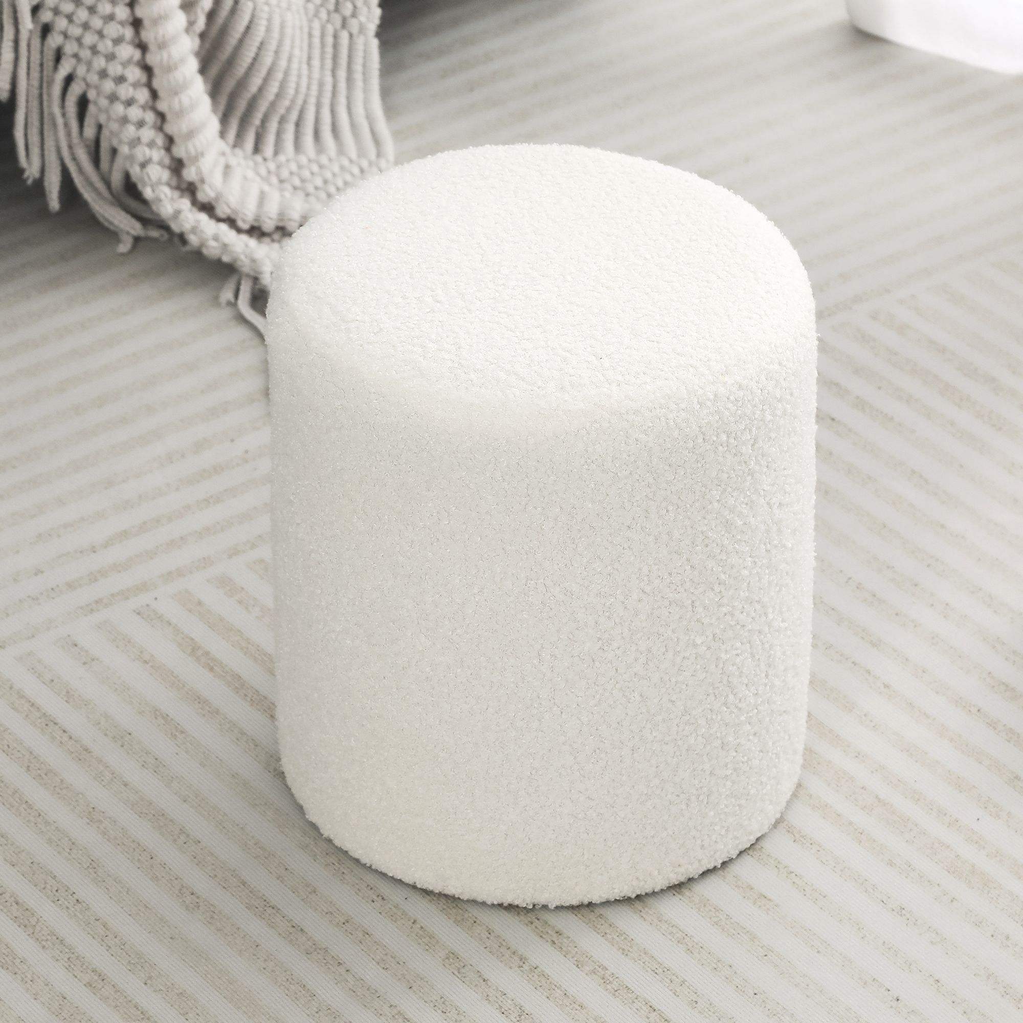 Adeco Ottoman Footrest Fabric Stool for Living Room Bedroom