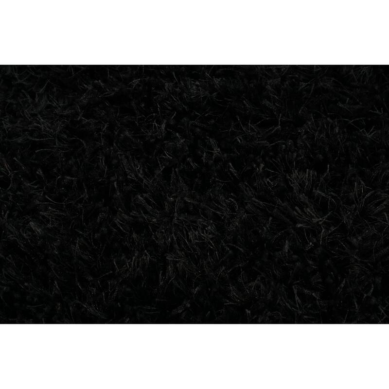 Hand Knotted Oriental 100% Wool Carpet Modern Contemporary Black Shaggy Area Rug - 5' 9'' X 3' 11''