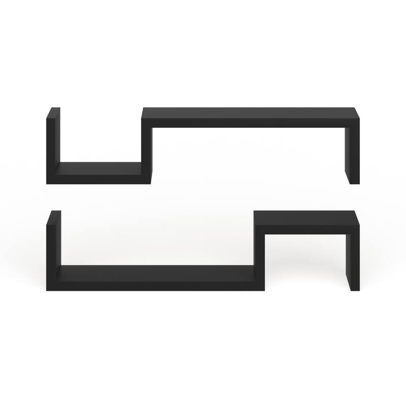 Black 'S' Wall Mount Shelves (Set of 2)