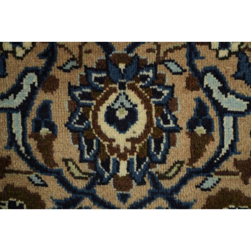 Hand Knotted Oriental 100% Wool Carpet Traditional Floral Beige & Ivories Kashan Area Rug - 9' 3'' X 6' 2''