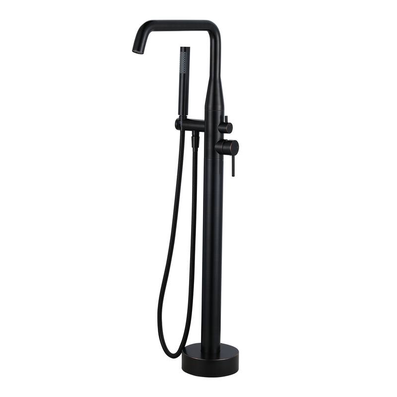 WOWOW Minimalist Freestanding Bathtub Faucet with Handheld Shower - Oil Rubbed Bronze
