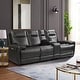 preview thumbnail 1 of 7, 107" Wide Genuine Leather 3-seat Recliner Sofa Reclining Sofa Couches for Living Room with Storage Console, Adjustable Headrest Black
