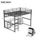 preview thumbnail 18 of 24, Full Size Metal Loft Bed with Desk, Drawers and Bedside Tray, Charging Station, USB and Socket