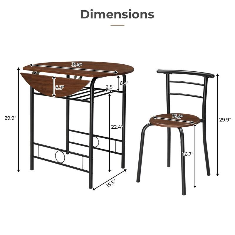 31.5" Drop Leaf Dining Table for Small Space,Small Kitchen Table Set for 2