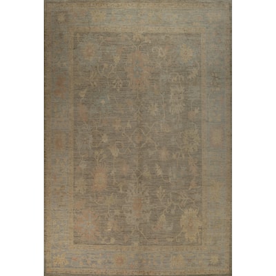 Vegetable Dye Oushak Turkish Large Rug Handmade Wool Carpet - 10'2"x 13'9"