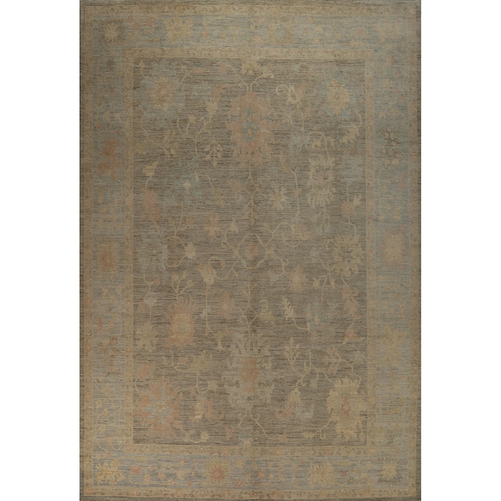 Vegetable Dye Oushak Turkish Large Rug Handmade Wool Carpet - 10'2"x 13'9"