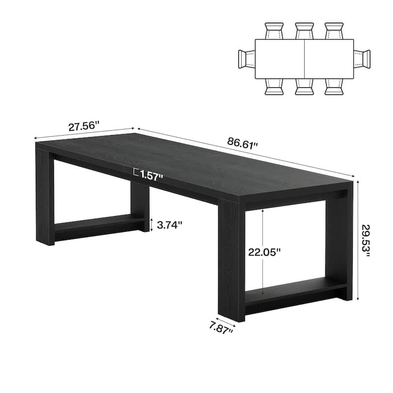 7 ft Conference Table for 6 to 8 People - 86.6" L x 27.6" W x 29.5" H