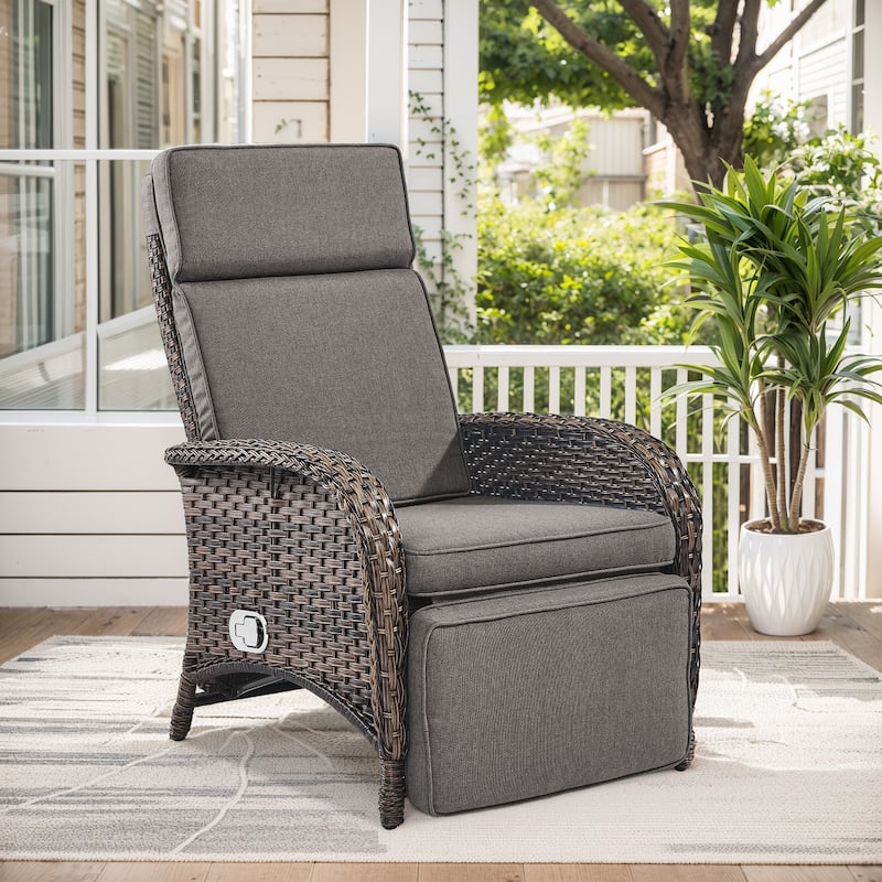 Outdoor Lounge Chairs with Adjustable Brown - Grey