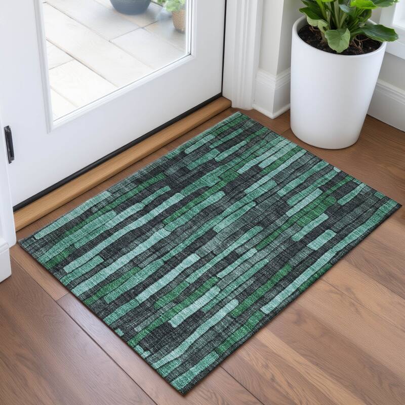 Premium Washable Super Soft Modern Stripes Mayfield Rug - Sage - 1'8" x 2'6"