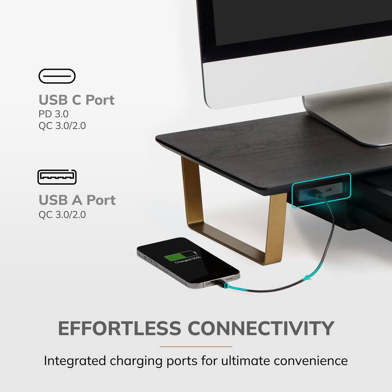 Jani Wood Monitor Stand Riser Desk - Ergonomic Design Stand, Desktop Organizer Table for Home, Office Workspace, Gaming Desk