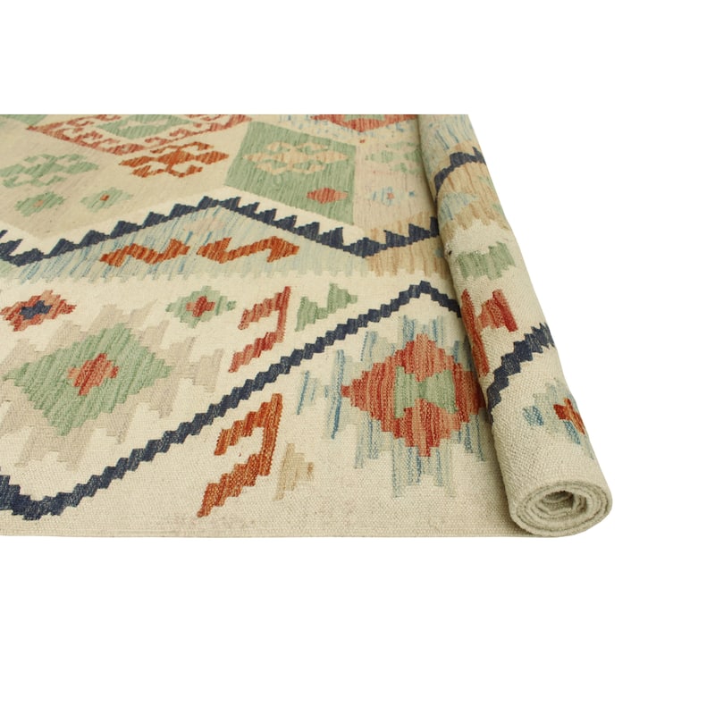 Sun Faded Flatweave Ormazd Beige/Navy Rug - 6'5" x 10'0"