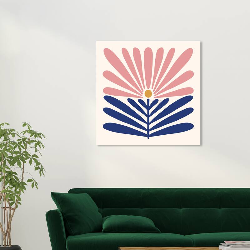 Wynwood Studio Canvas Floral and Botanical Half Half Plant Pink and Rose Pink Modern & Contemporary Wall Art Canvas Print