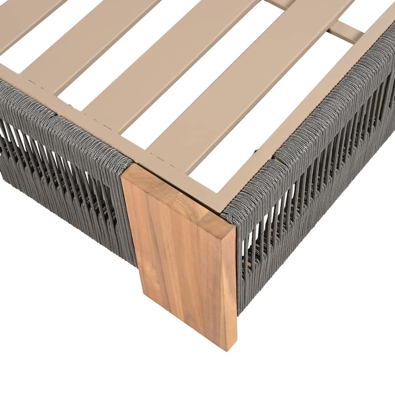 Christopher Knight Home - Eulalia Acacia Wood Outdoor Chaise Lounge With Cushion And 1 Table.