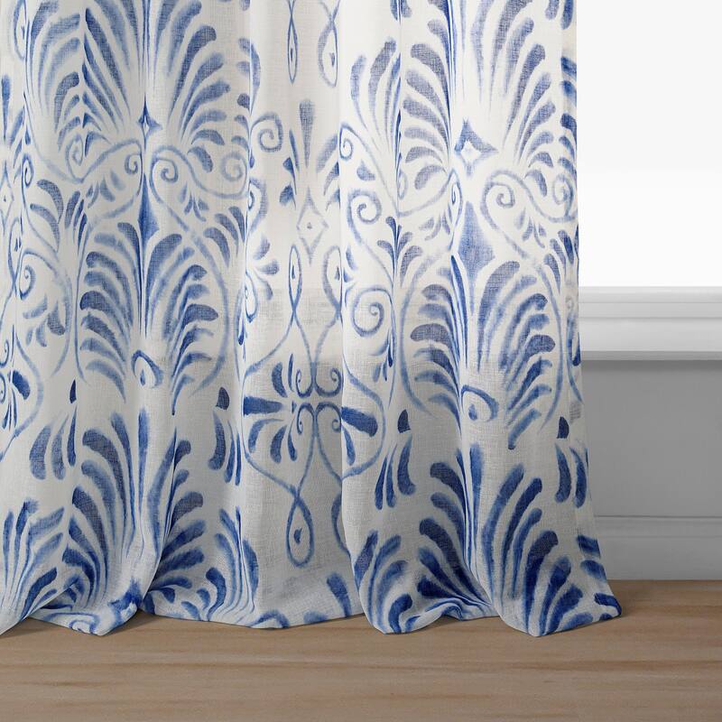 Exclusive Fabrics Xenia Printed Faux Linen Sheer Rod Pocket Curtain (1 Panel)