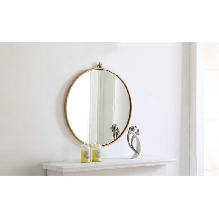 Strick & Bolton Patti Metal 24-inch Round Mirror with Decorative Hook