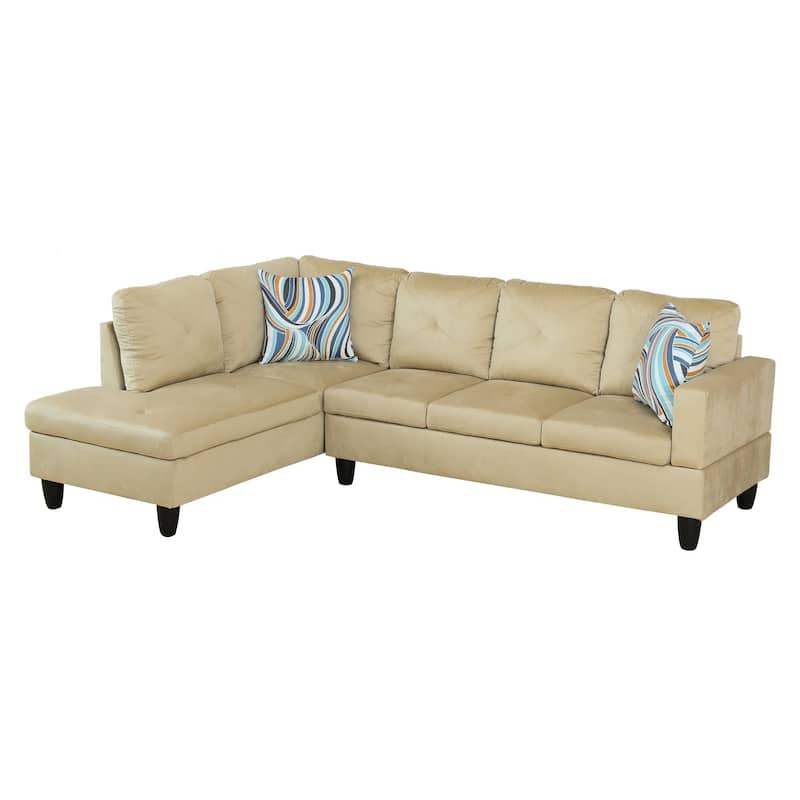 Beige Microfiber 3-Piece Living Room Sofa Set
